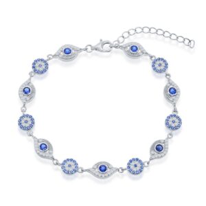 White & Blue CZ Evil Eye Bracelet