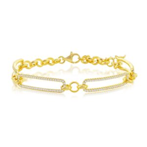 CZ Paperclip Bracelet - Gold Plated