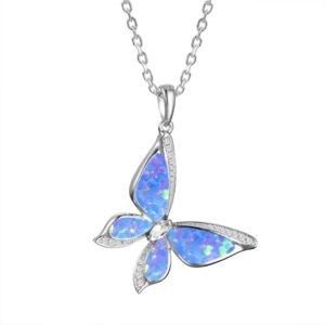 Large Opal Butterfly Necklace
