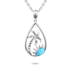Larimar Palm Tree Necklace