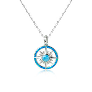 Larimar and Opal Compass Necklace