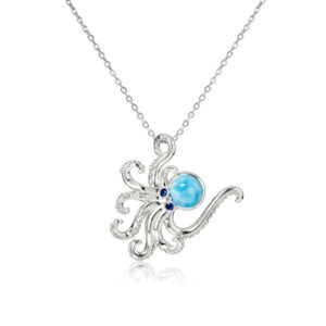 Large Octopus Larimar Necklace