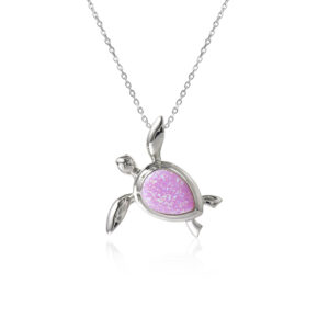 Pink Opal Turtle Necklace