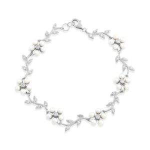 Pearl and Simulated Diamond Vine Bracelet