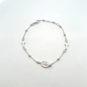 Sterling Silver Cross Bracelet with Miraculous Medal