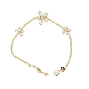 Gold Plated Flower Paperclip Bracelet