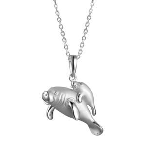 Manatee and Baby Pendant Necklace