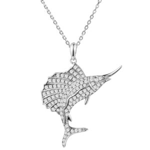 Cubic Zirconia Sailfish Pendant Necklace