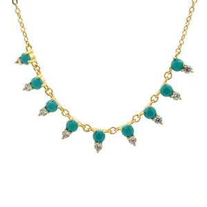 Turquoise and Simulated Diamond Necklace