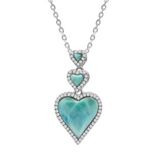 Larimar and White Topaz Heart Necklace
