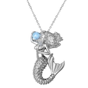 Sterling Mermaid Pendant with Larimar Shell