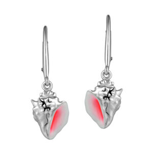 Enamel and Sterling Conch Shell Earrings