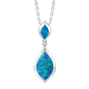 Teardrop Blue Opal Pendant