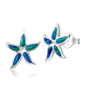 Blue Opal Starfish Earrings