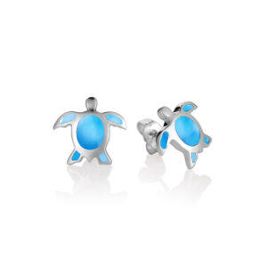 Small Larimar Turtle Stud Earrings