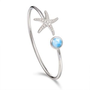 Starfish and Larimar Sterling Flex bangle