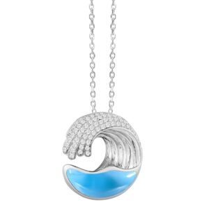 Larimar and Cubic Zirconia Wave Pendant