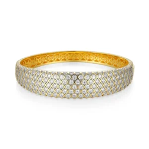 Wide Pave Gold bonded Bangle Bracelet