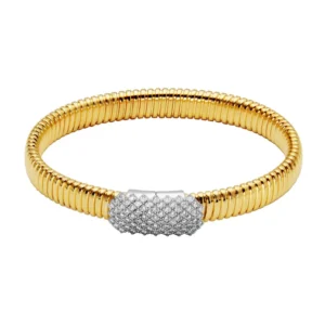 18kt gold bonded and simulated diamond bangle bracelet