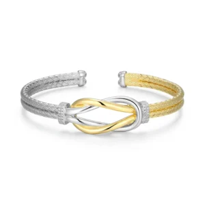 Two-Tone Cable Knot Cuff Bracelet
